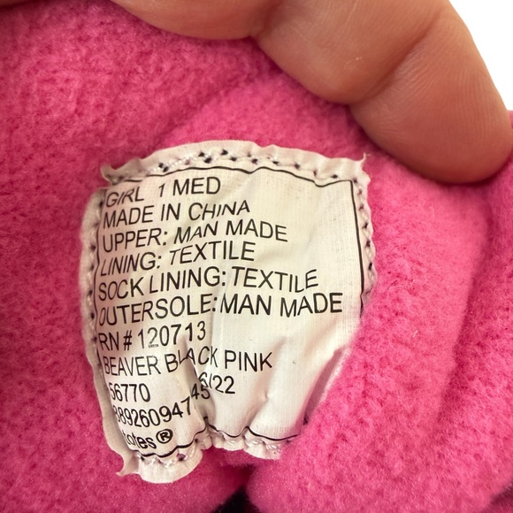 NWT Totes Girls Thermolite Beaver Black Pink Winter Snow Boots Size 1 Slip-On - Picture 6 of 15